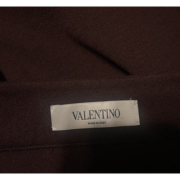 Valentino Women's 6 Burgundy Fleece Wool Button Down Pockets Midi Skirt EUC - Picture 3 of 4